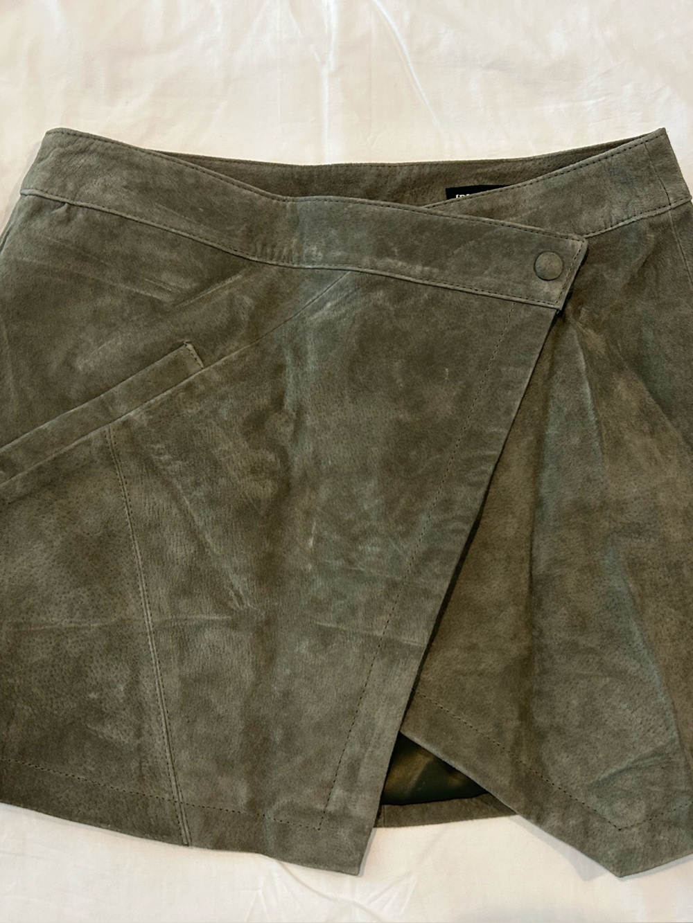Blank NYC Olive Green Suede Asymmetrical Mini Skirt